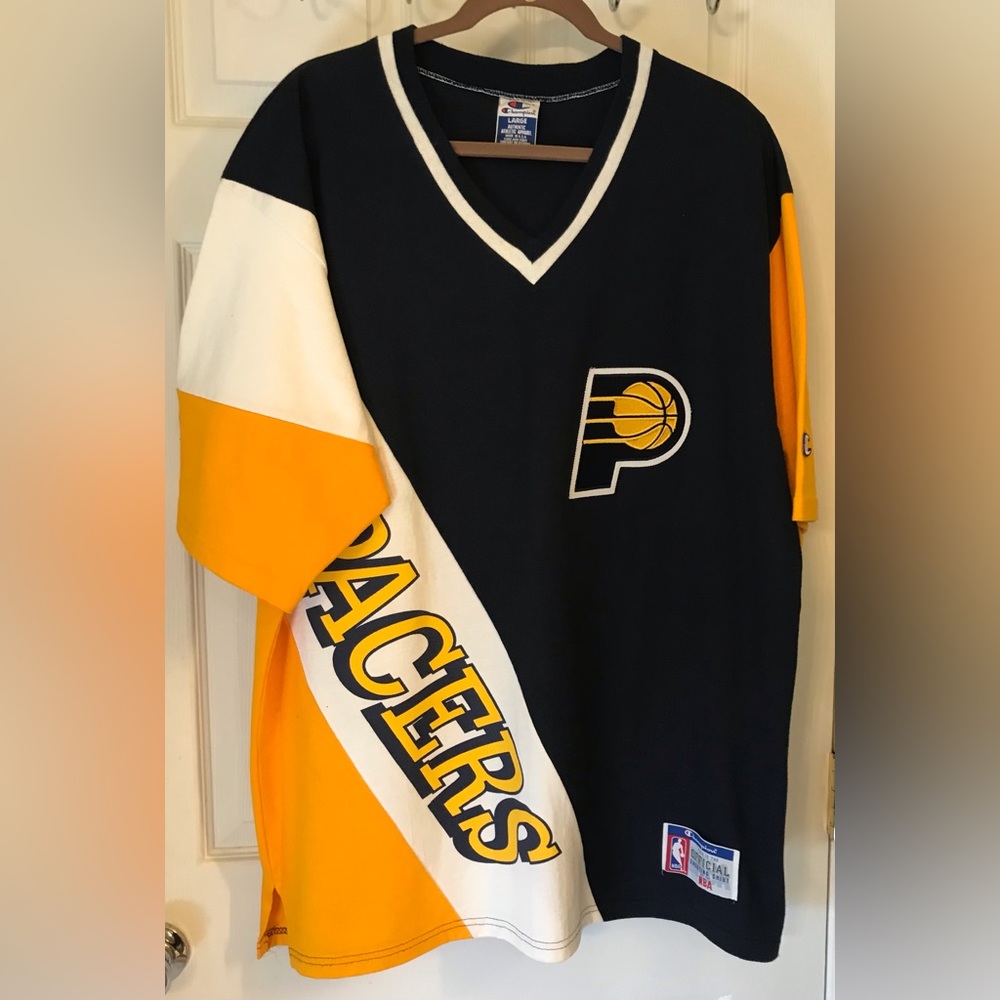 Champion Indiana Pacers shooting shirt - Size L - Yellow/blue team colors